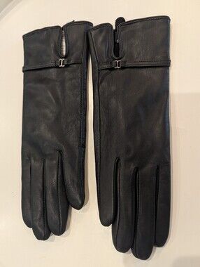 Genuine Black Leather Lambskin Thinsulate Winter Gloves Size 7 New Slim Fit